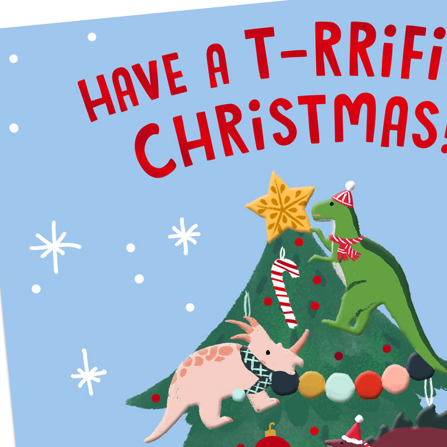 Dinosaur Christmas Tree Christmas Card Card Front Detail image number 4