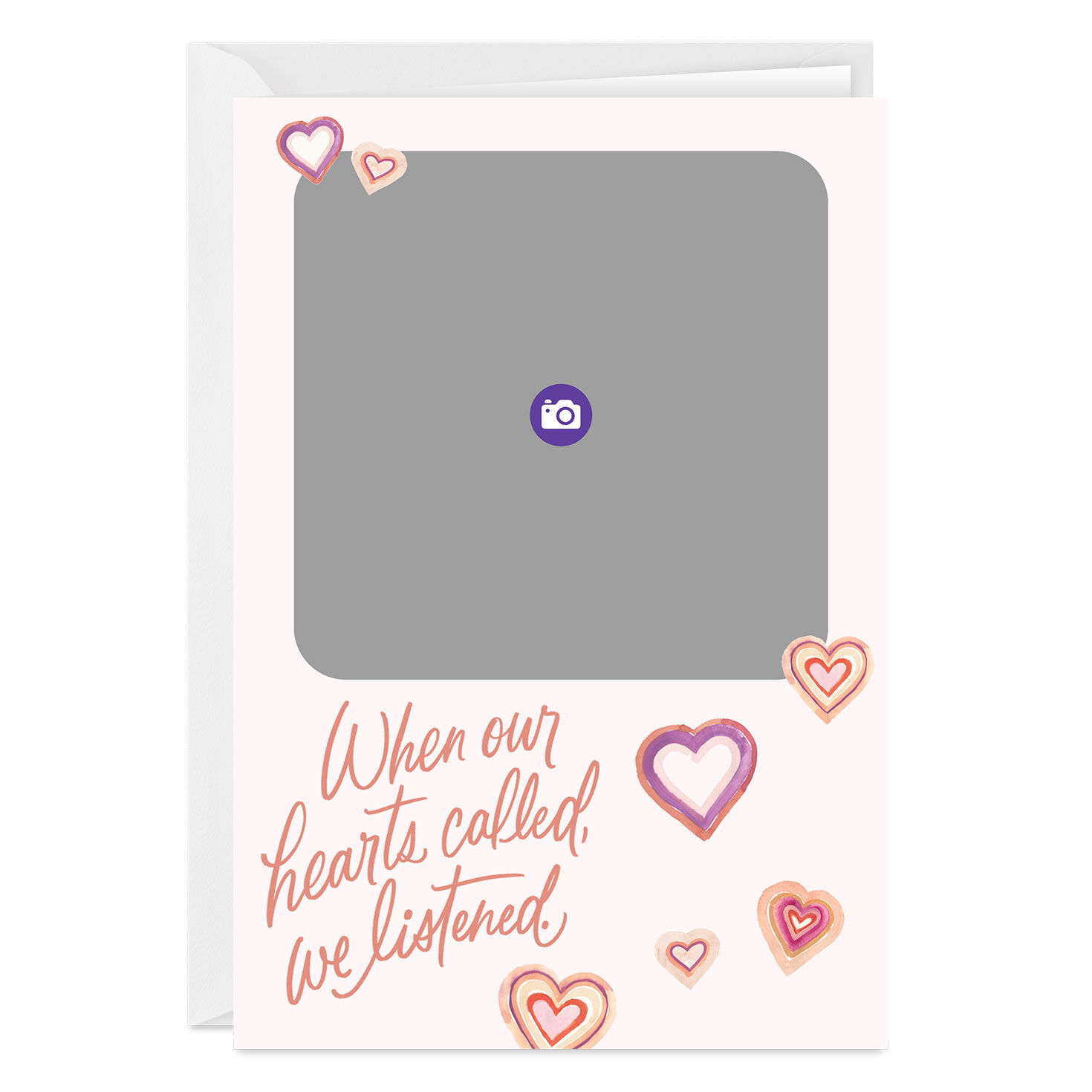 Pink Hearts Photo Personalized Love Card Card Front indicating personalization image number 3