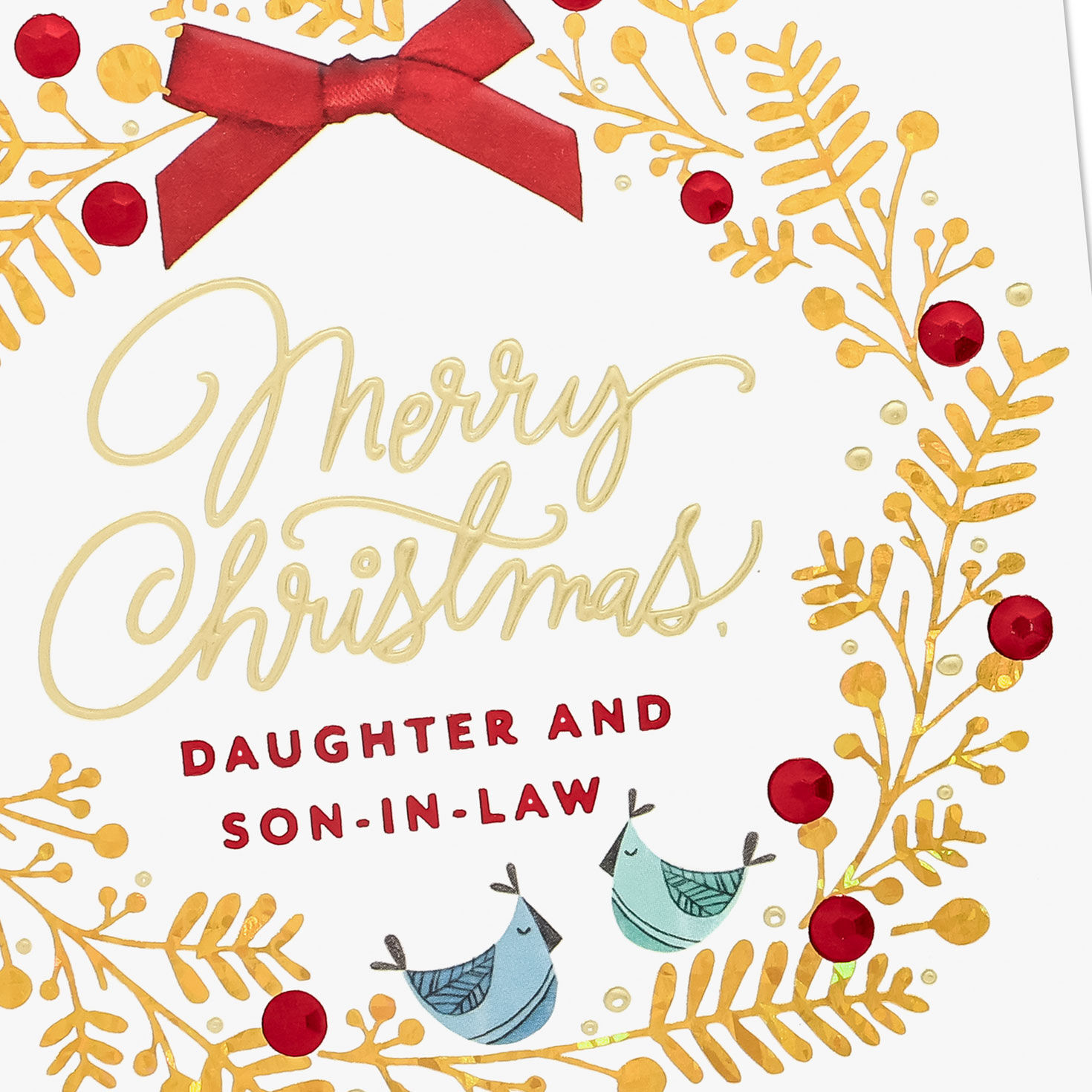 Wreath Daughter and Spouse Religious Christmas Card Card Front Detail image number 5