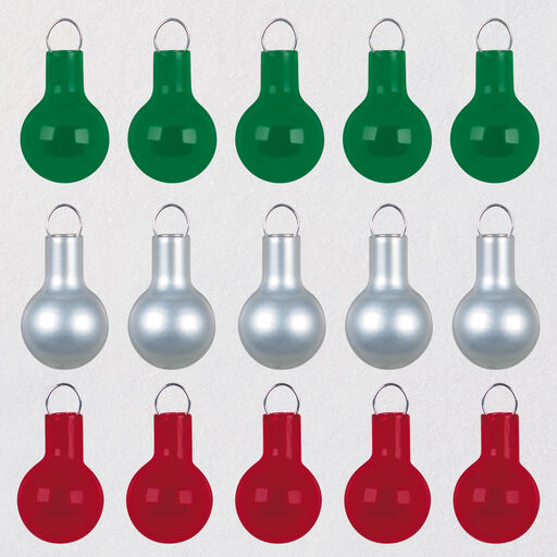 Mini Festive Red, White and Green Glass Ornaments, Set of 15, 