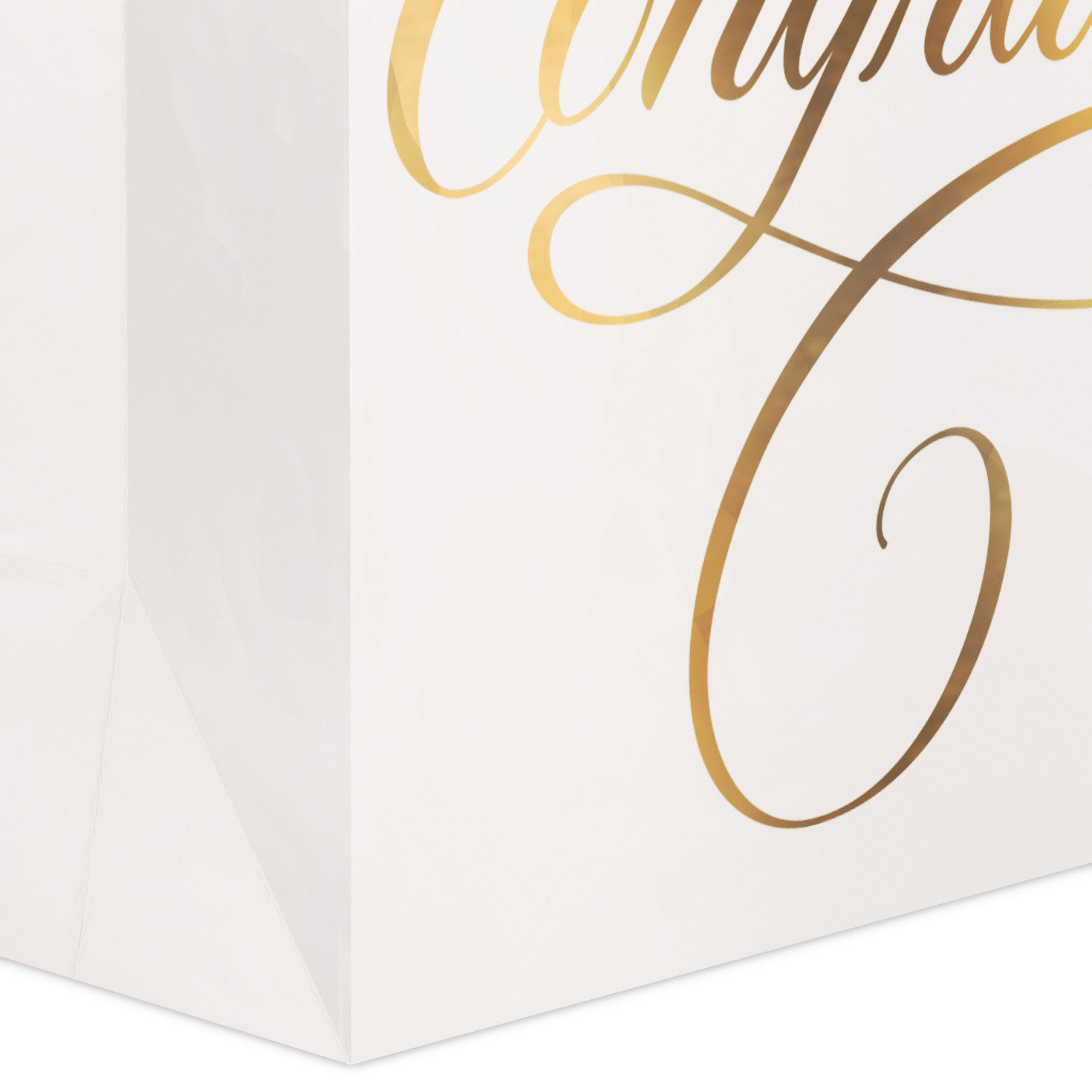 Gold Congrats Script on Cream Large Gift Bag Base/Side Detail image number 5
