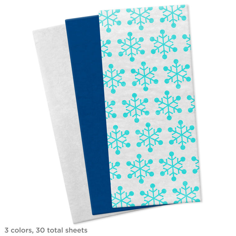 Snowflake Print, Blue and White Tissue Paper Pack quantity image number 3