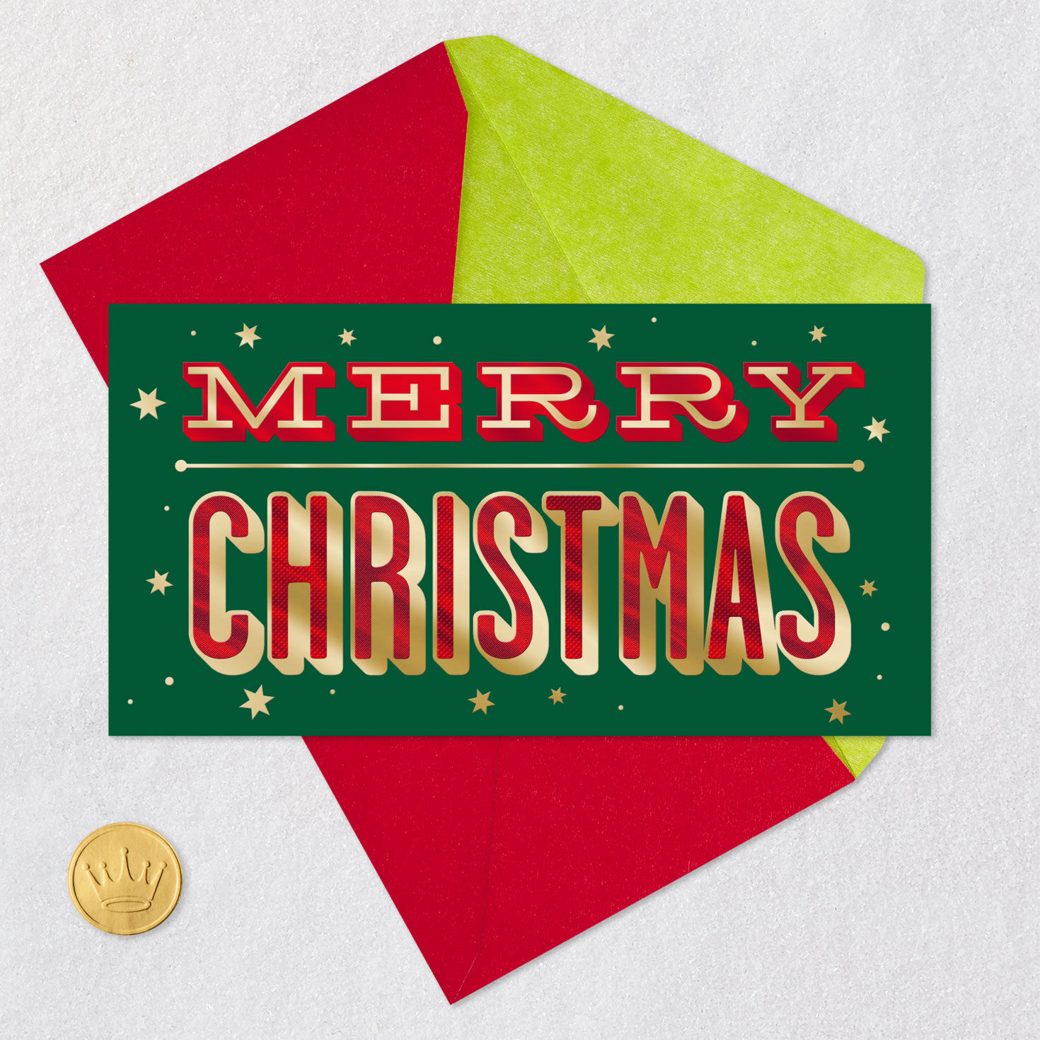 Red, Green and Gold Christmas Gift Card Holder Card with envelope and Seal image number 7