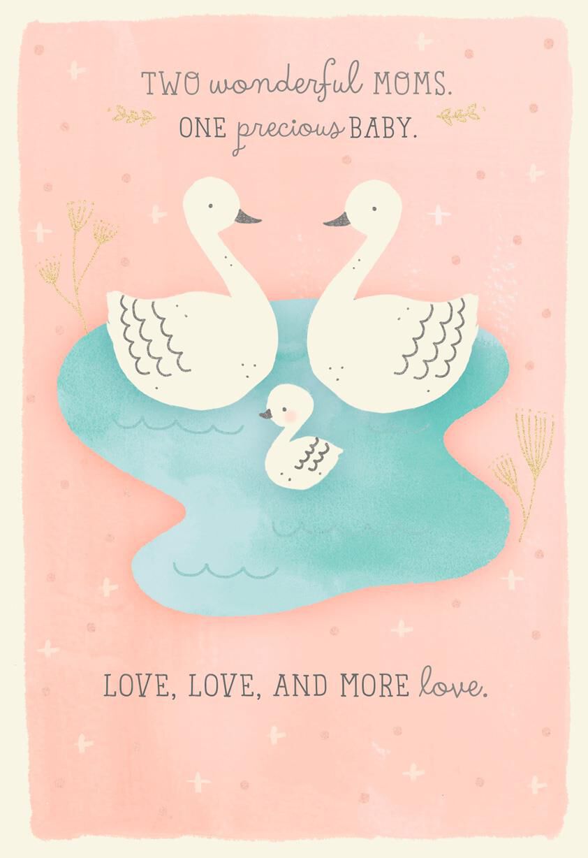 Moms-to-Be Swans Baby Shower Card
