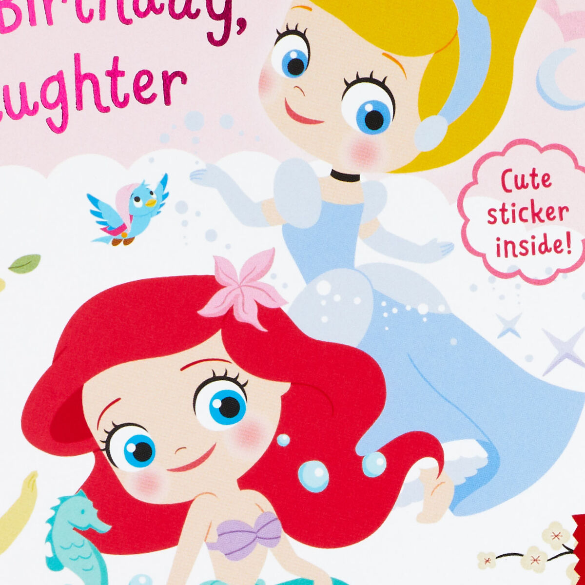 Disney Princess 1st Birthday Card for Granddaughter With Sticker
