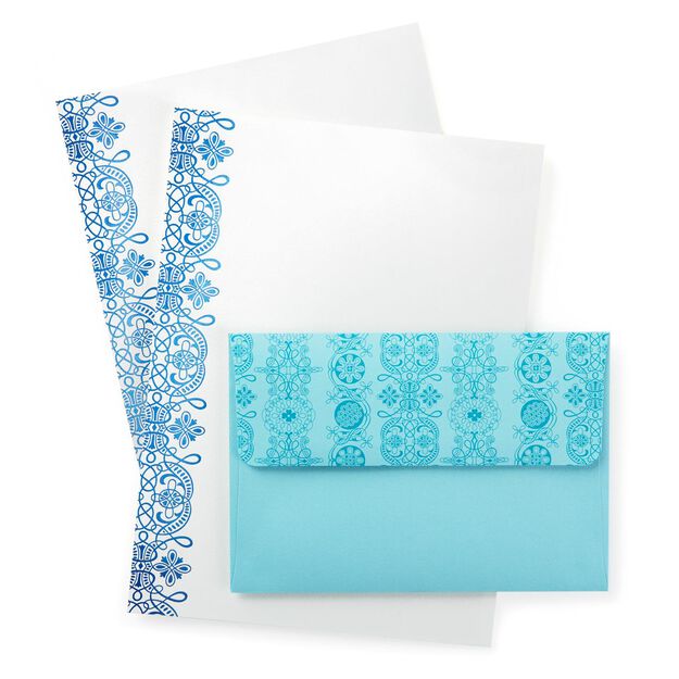 turquoise foil scroll stationery envelopes 20 sheets designed