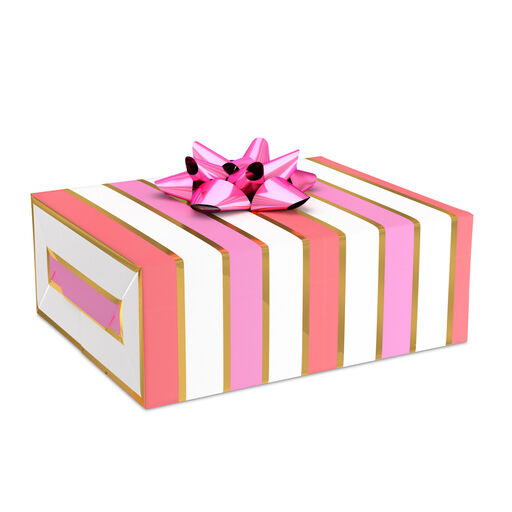 Pink, Coral and Gold Foil Stripes Wrapping Paper, 17.5 sq. ft., 