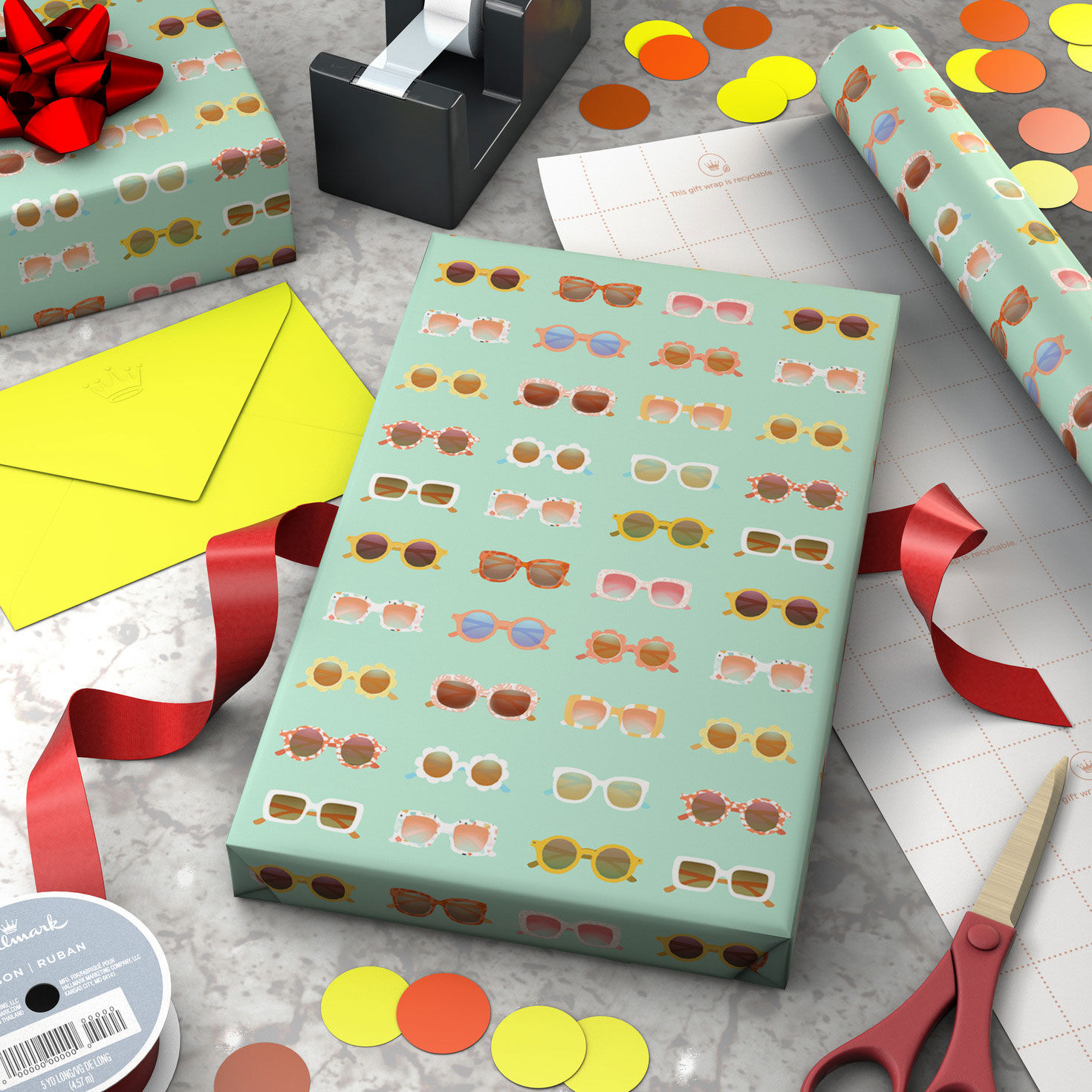Sunglasses on Mint Wrapping Paper, 20 sq. ft. for only USD 4.99 | Hallmark
