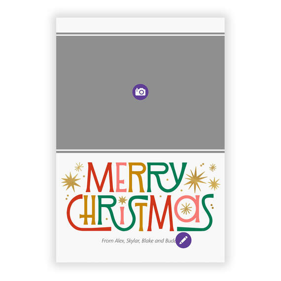 Retro-Style Merry Flat Christmas Photo Card, , large image number 5