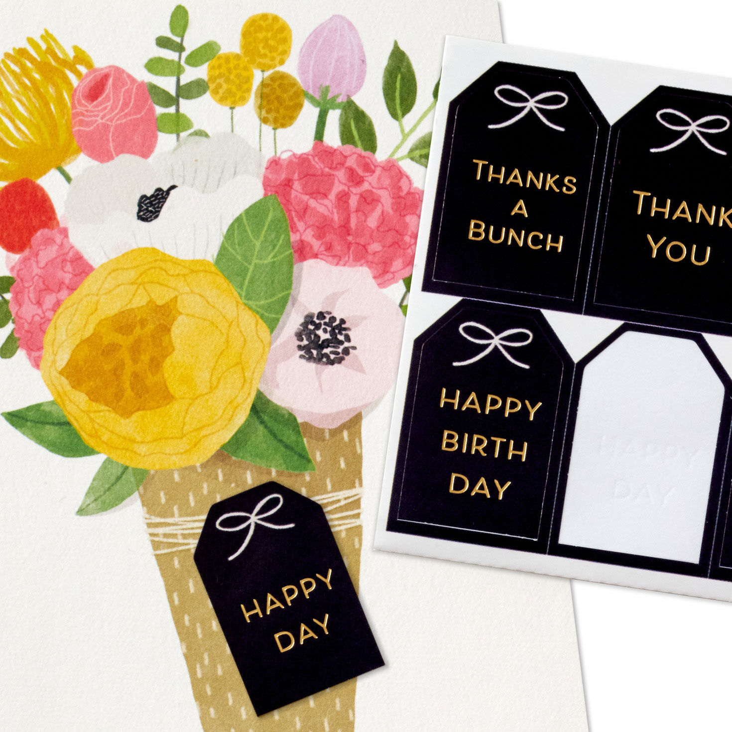 Floral Vase Boxed Blank Notes With Customizable Stickers, Pack of 10, , large image number 4
