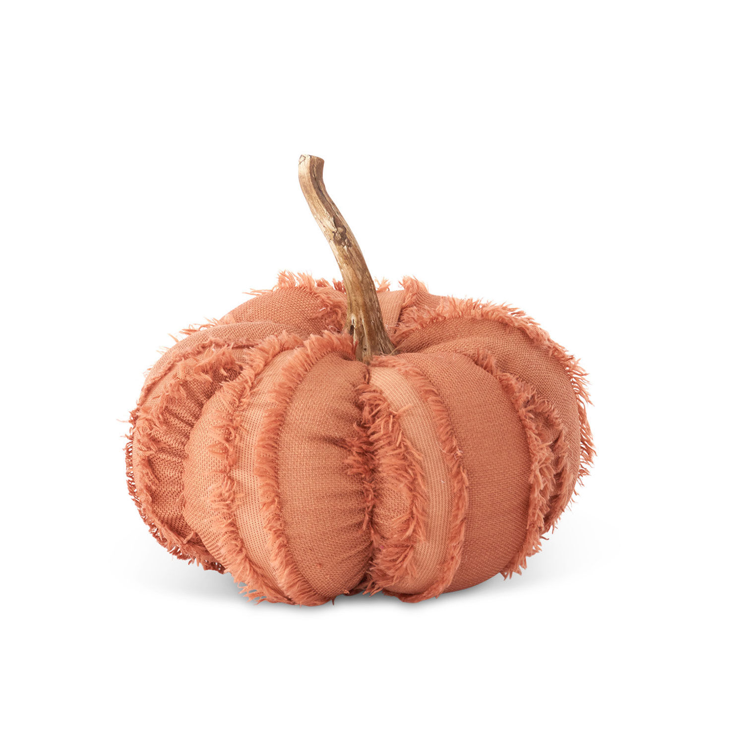 K&K Interiors Orange Fringe Stuffed Pumpkin Decoration, 6.75"