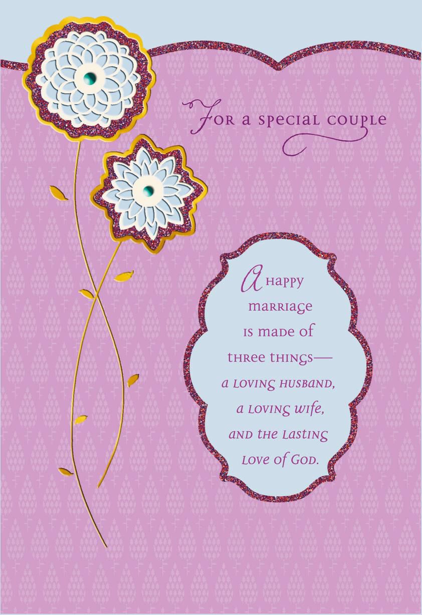 Glitter Happy Marriage Religious Anniversary Card