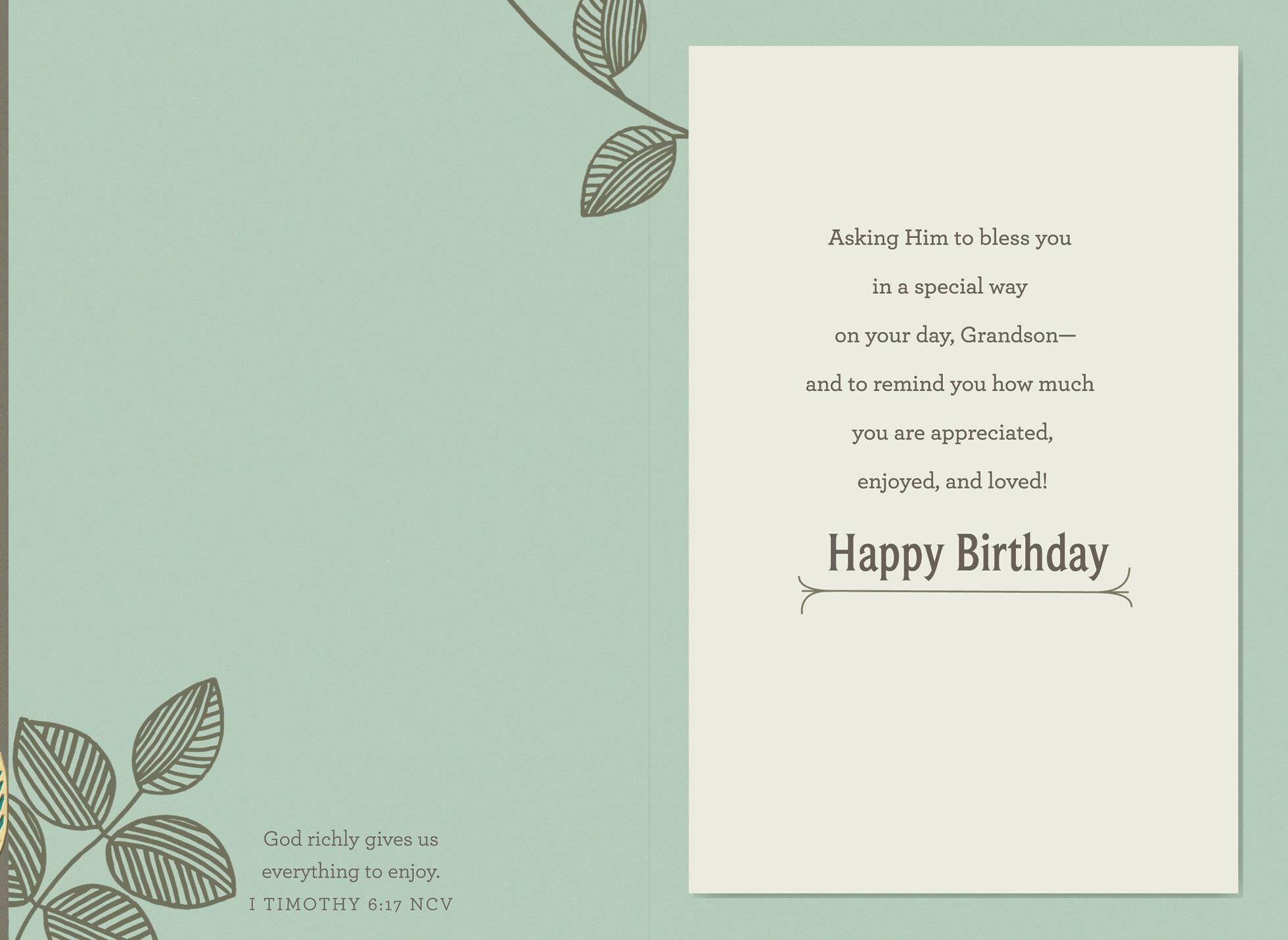 You Bring a Smile Religious Birthday Card for Grandson