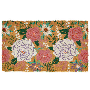 Colorful Flowers Outdoor Coir Doormat, 18x30