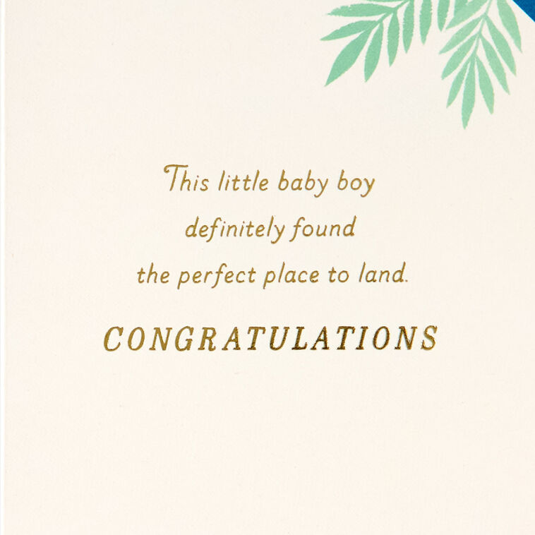 Stork and Leaves New Baby Boy Card Sentiment image number 2
