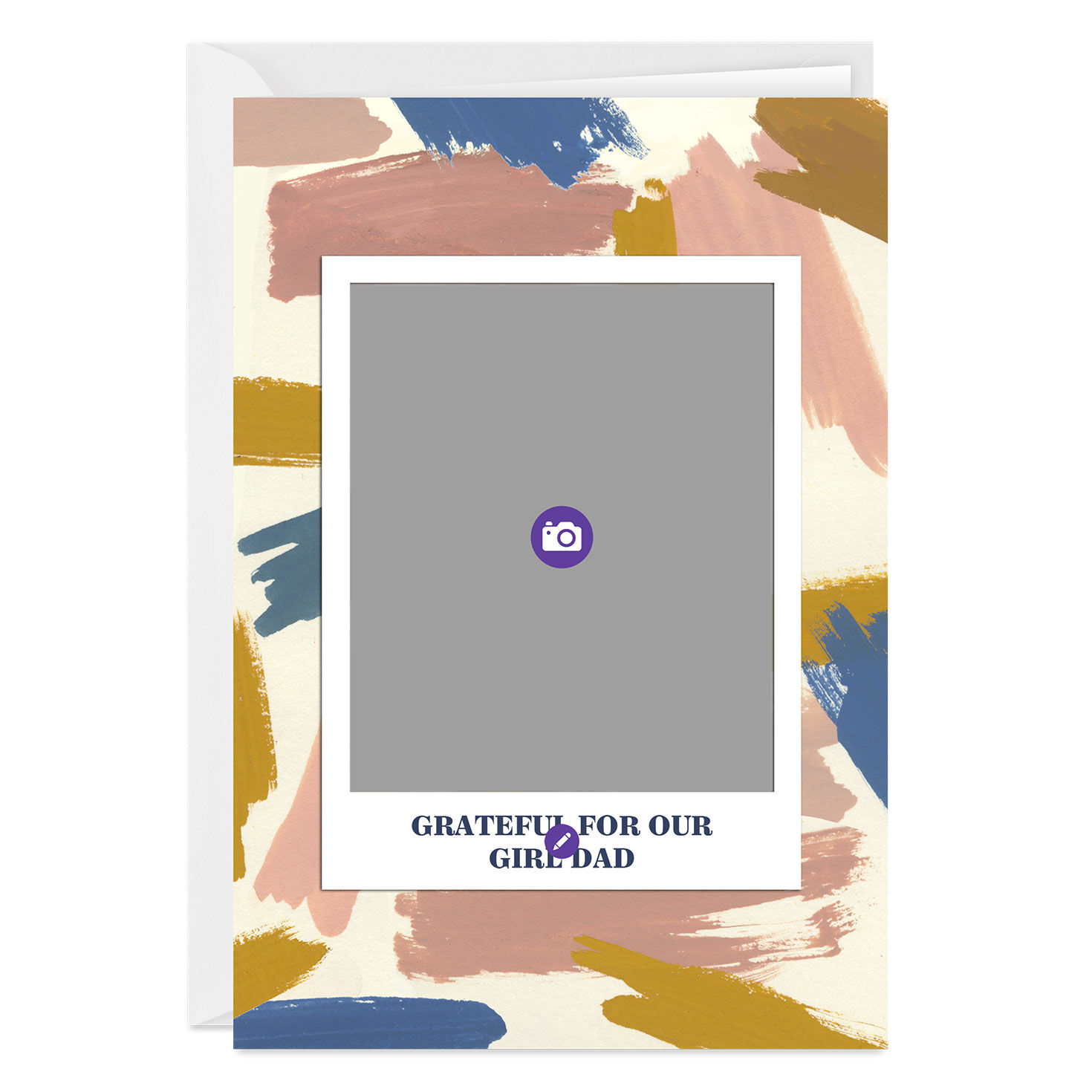 Pink Yellow Blue Personalized Father's Day Card Card Front indicating personalization image number 3