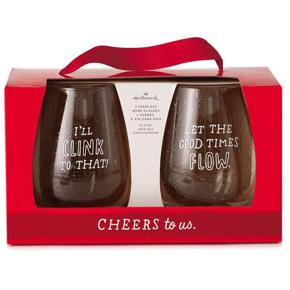 Set of 2 Cheers To Us Stemless Wine Glasses, 15.2 oz, , large image number 2