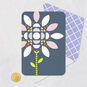 Mod Geometric Flower on Blue Blank Card Card Front with Envelope and Gold Seal image number 4