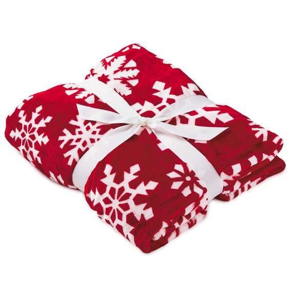 Red and White Snowflake Throw Blanket, 50x60, , large image number 1