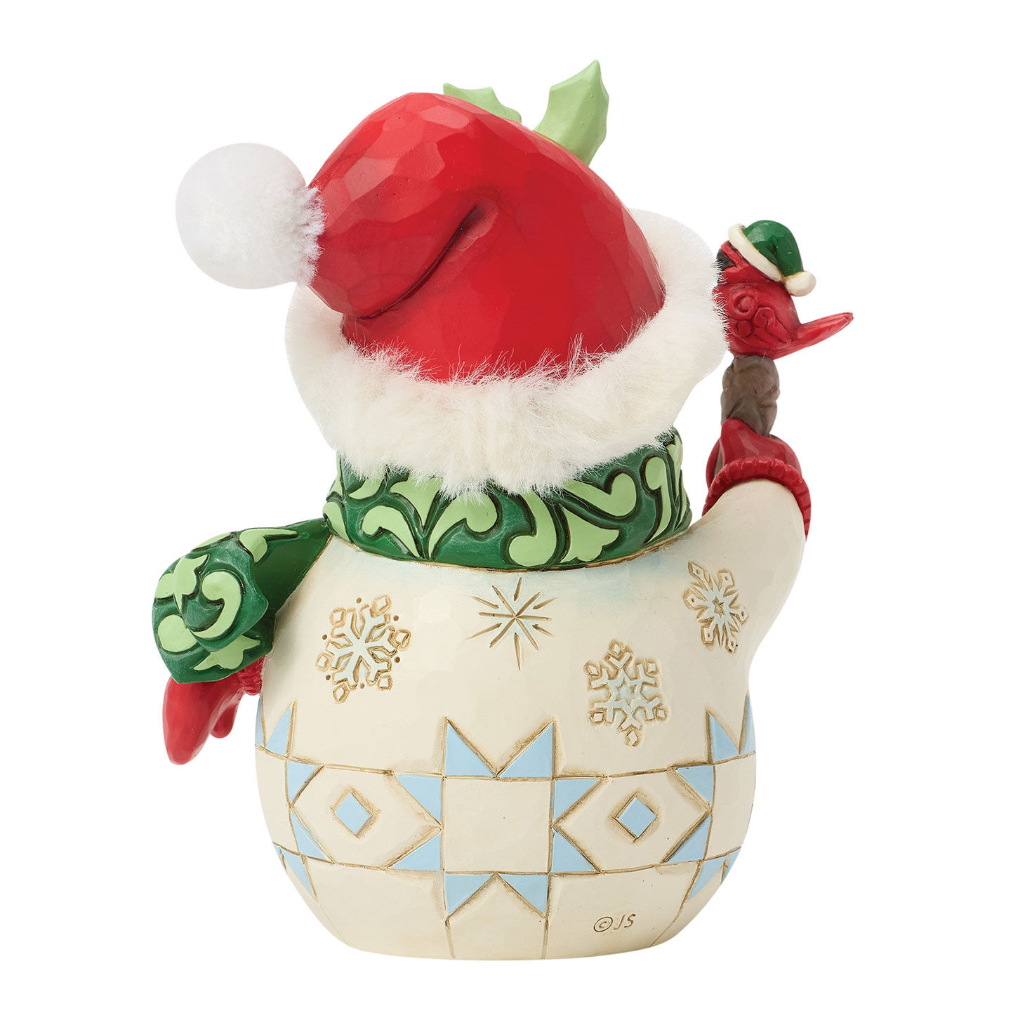 Snowman With Red Bird on Stick Jim Shore Statue Back image number 2
