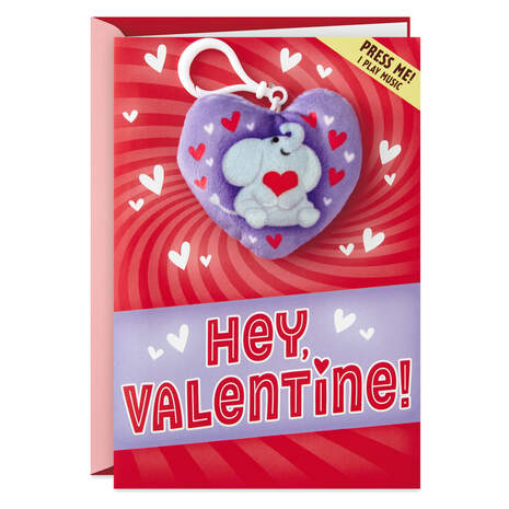 Elephant Valentine's Day Card With Removable Musical Backpack Clip, , large