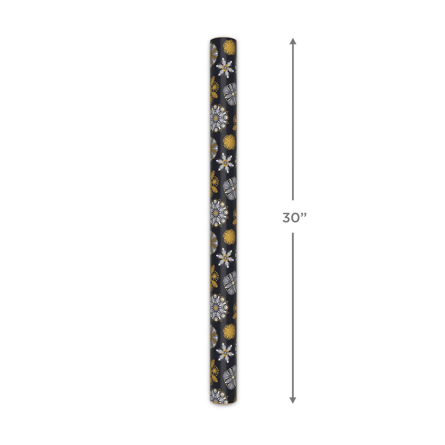 White and Gold Snowflakes on Black Wrapping Paper  image number 5