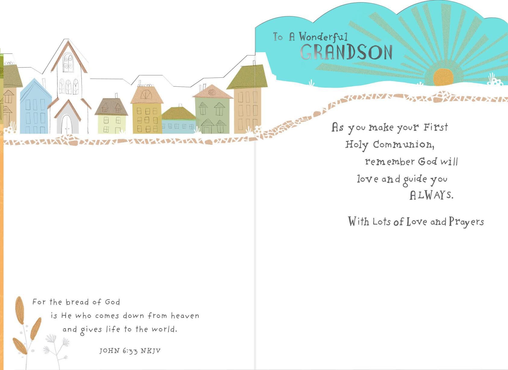 You Are a Blessing First Holy Communion Card for Grandson