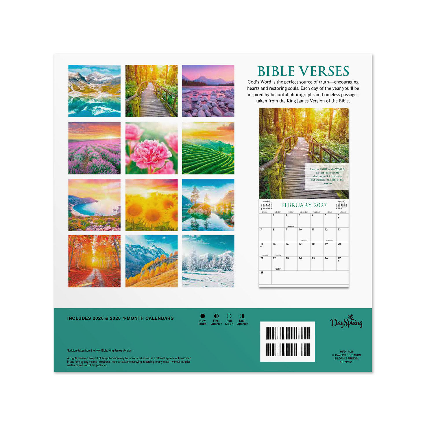 Scenic Scripture 2027 7x7 Mini Wall Calendar Back image number 2