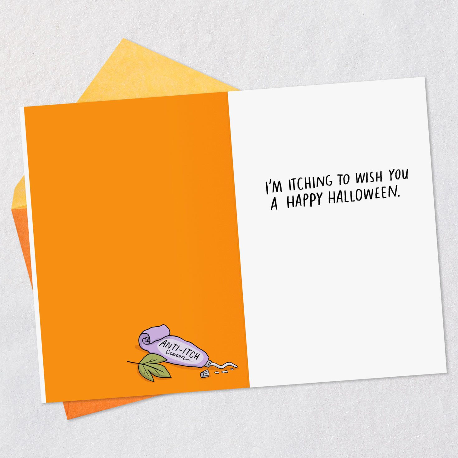 Poison Ivy Adam and Eve Costumes Funny Halloween Card Open card with envelope image number 3