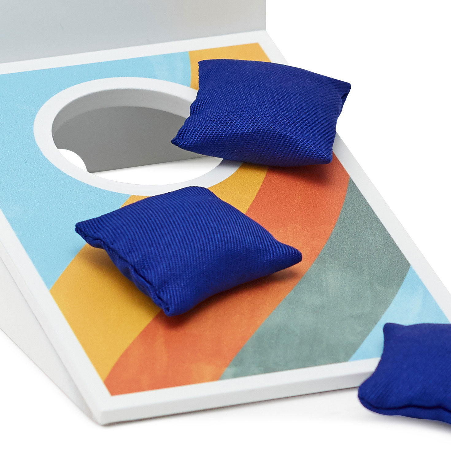 Cornhole Tabletop Game and Phone Holder closeup view image number 5