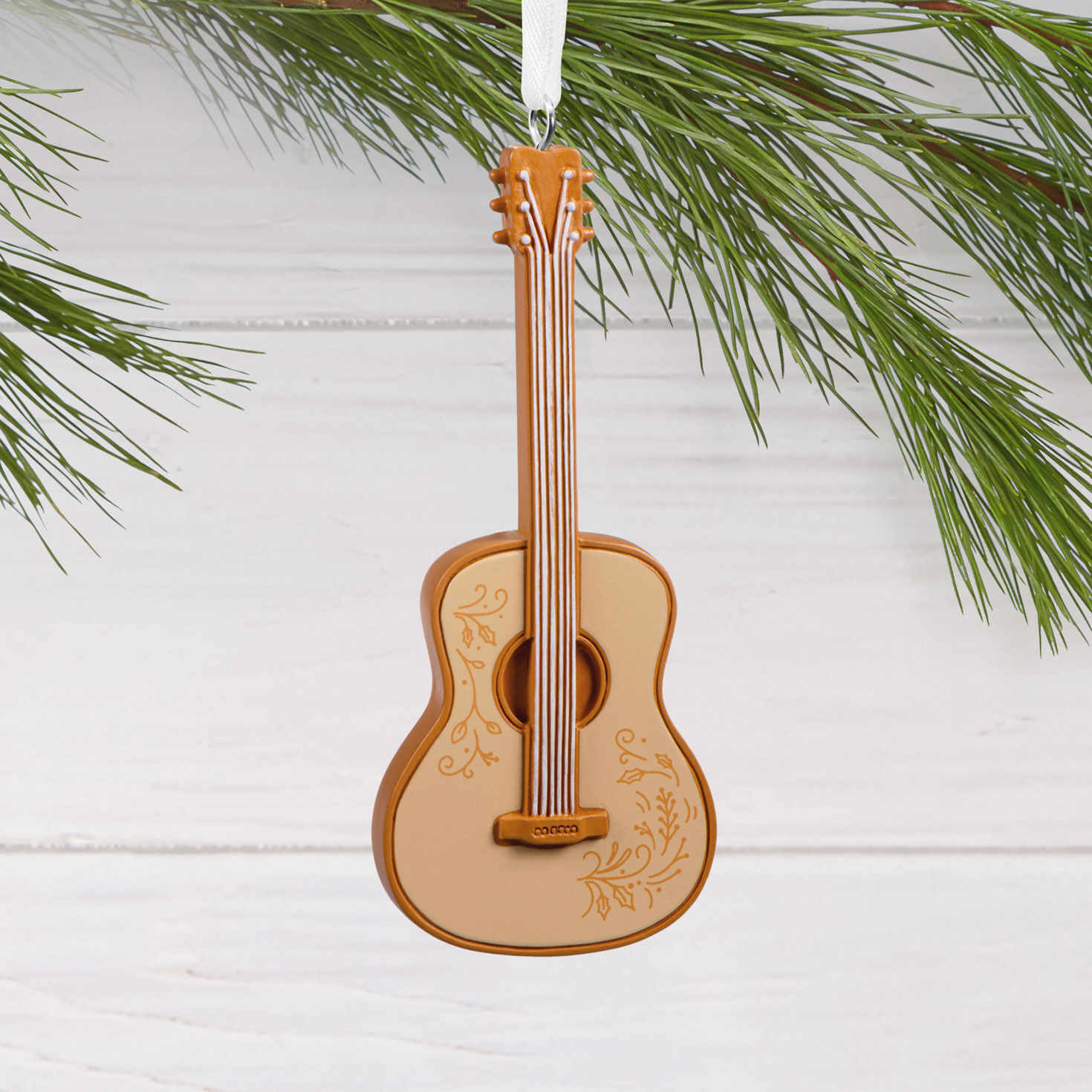 Acoustic Guitar Christmas Ornament hanging on tree image number 2