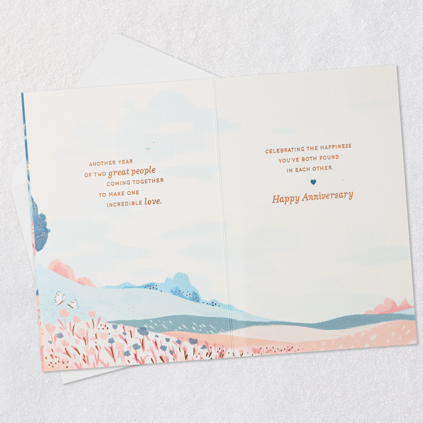 Pastel Landscape Anniversary Card for Couple Open card with envelope image number 5