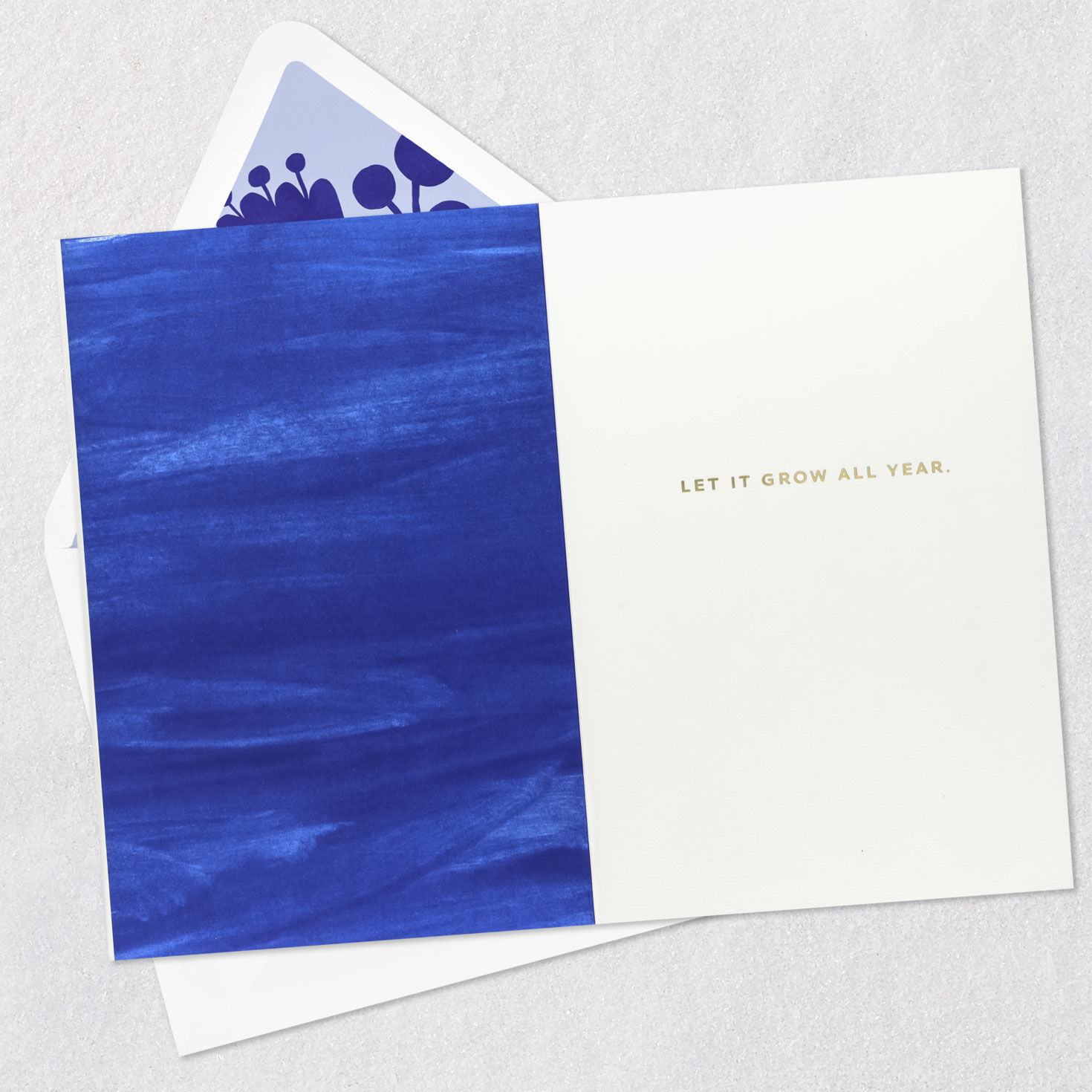 Abstract Blue and White Flowers Birthday Card Open card with envelope image number 3
