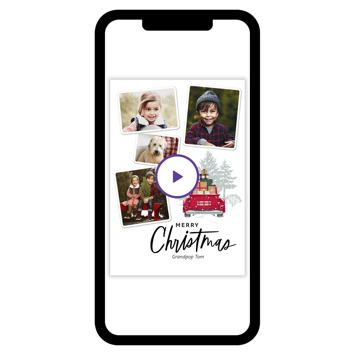 Vintage Red Truck Photo Collage Christmas eCard