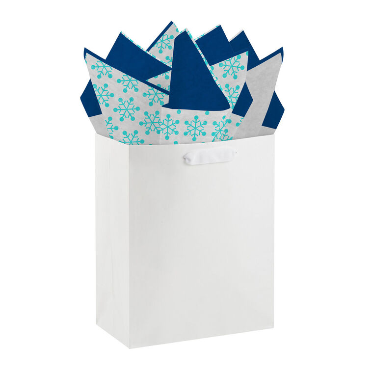 Snowflake Print, Blue and White Tissue Paper Pack in bag image number 5