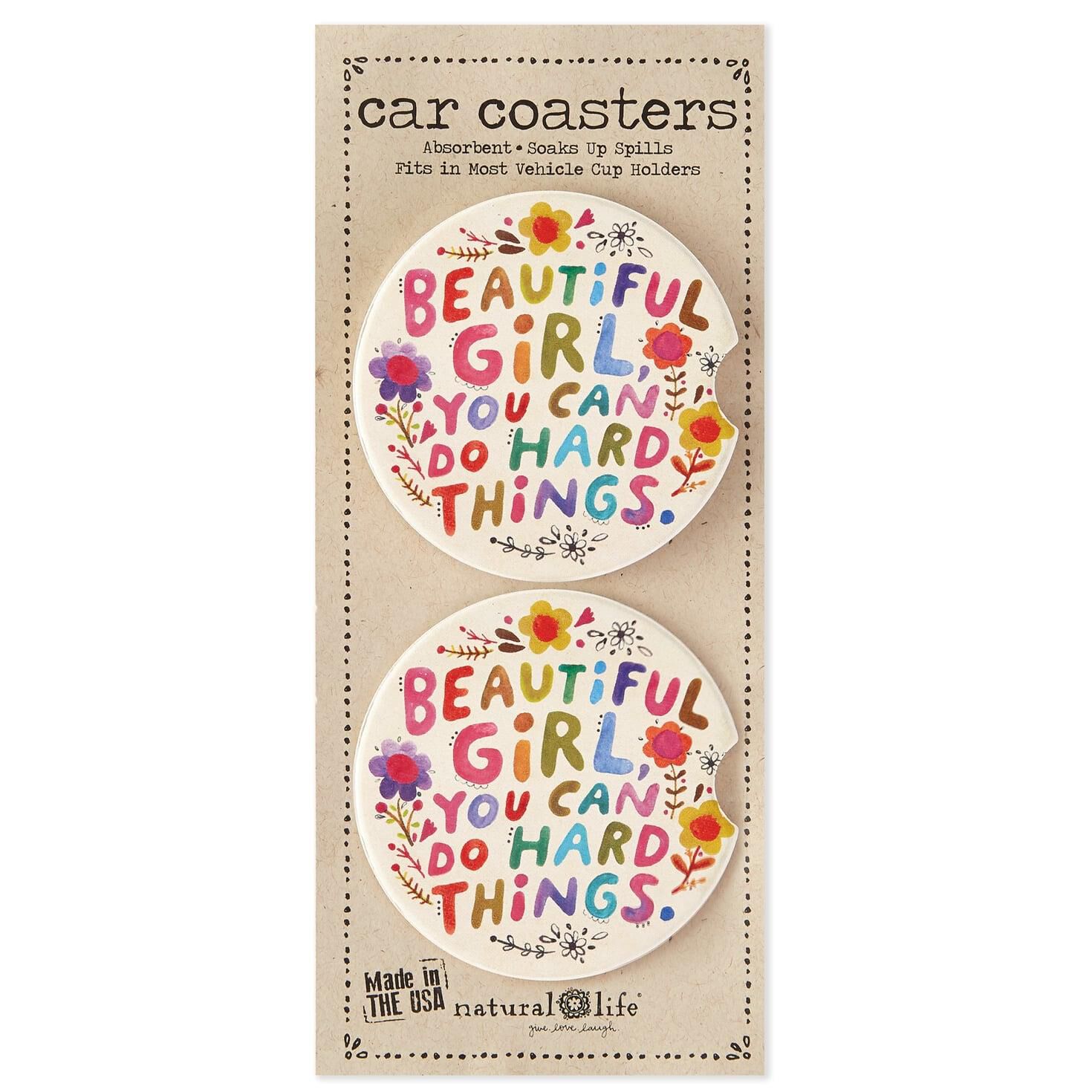 Natural Life Beautiful Girl Ceramic Car Coasters Set Of 2 Car Accessories Hallmark