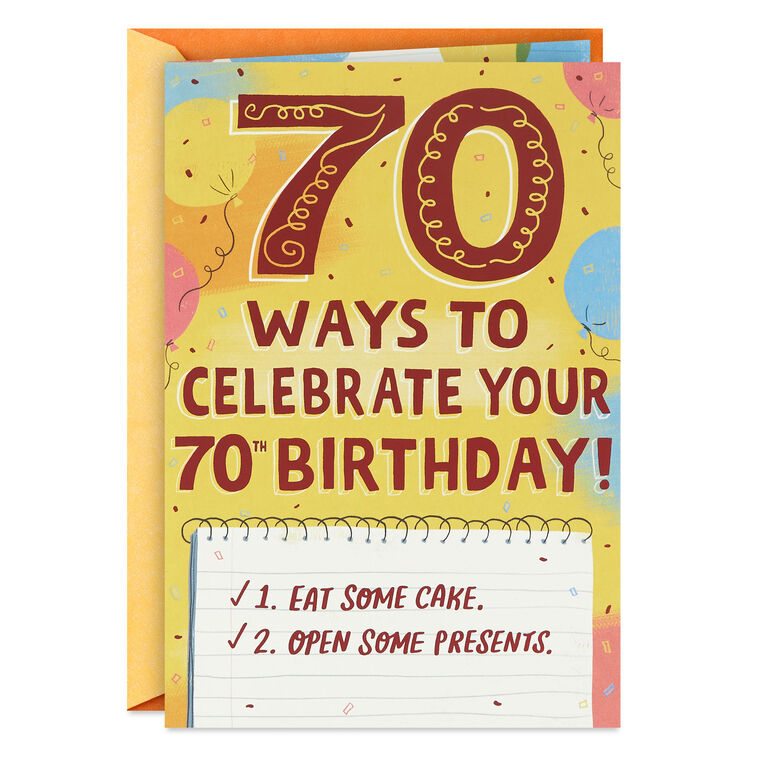 Ways to Celebrate Funny Pop-Up 70th Birthday Card, , large image number 1