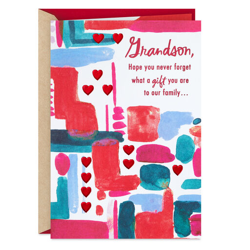 You're a Gift to Our Family Valentine's Day Card for Grandson, 
