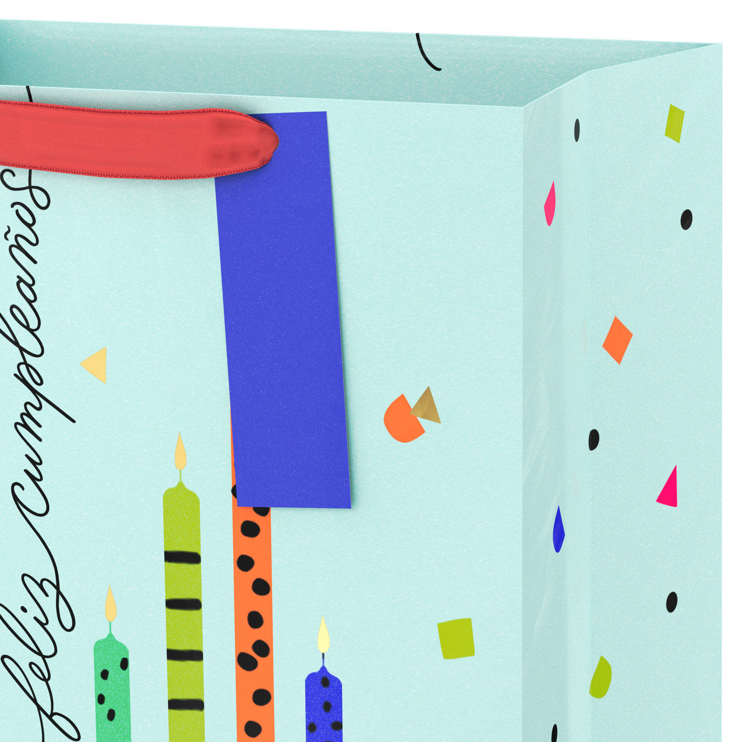 Spanish Language​ Birthday Candles Large Gift Bag Handle Detail image number 4