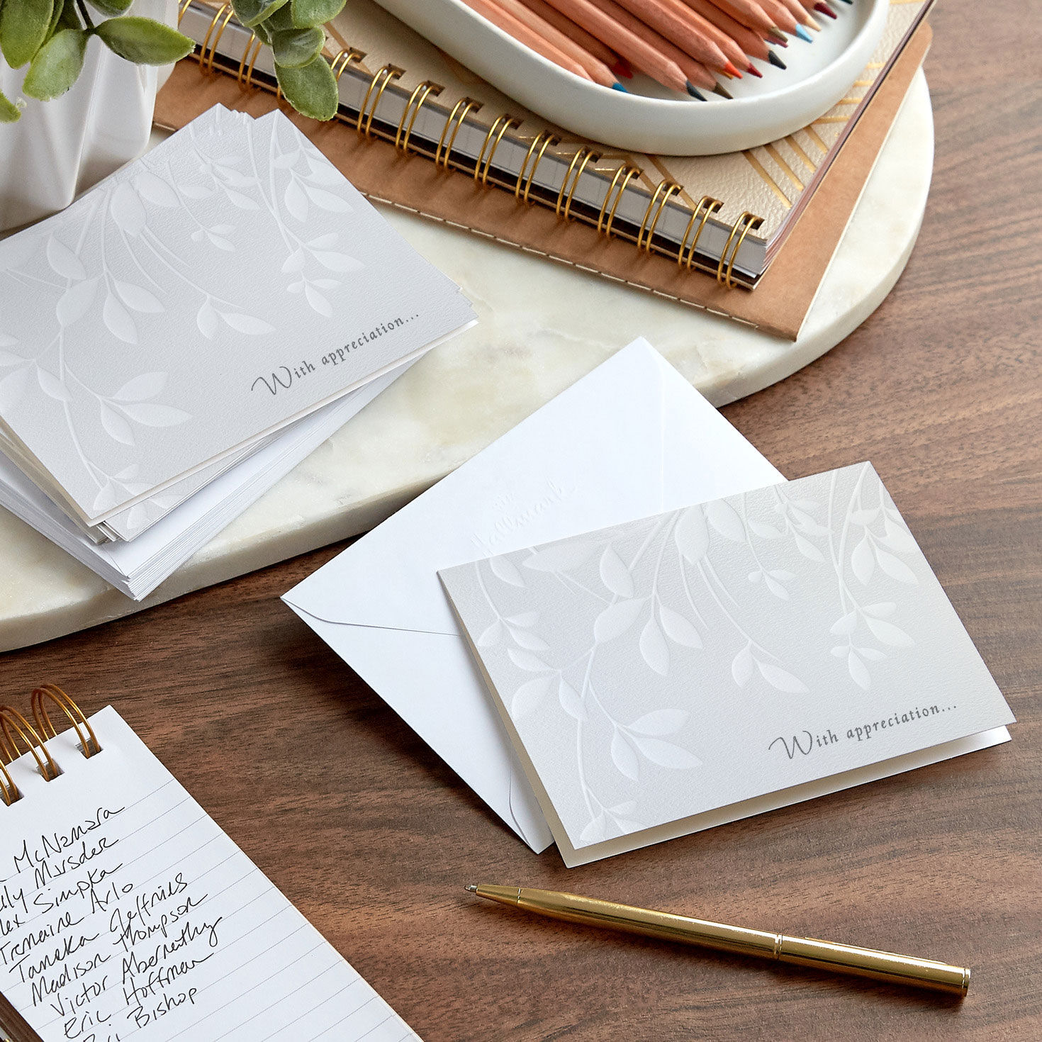 Cream Leaves Sympathy Thank You Notes, Pack of 10 - Note Cards ...