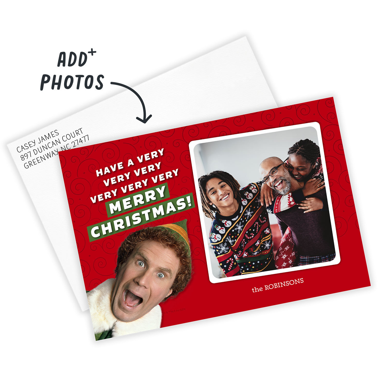 Elf&trade; Very Merry Flat Christmas Photo Card, , large image number 3
