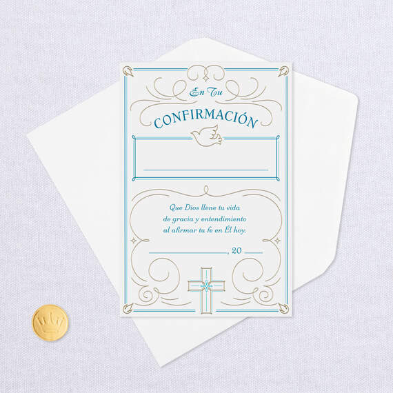 Blue Certificate Religious Spanish-Language Confirmation Card for Boy, , large image number 5