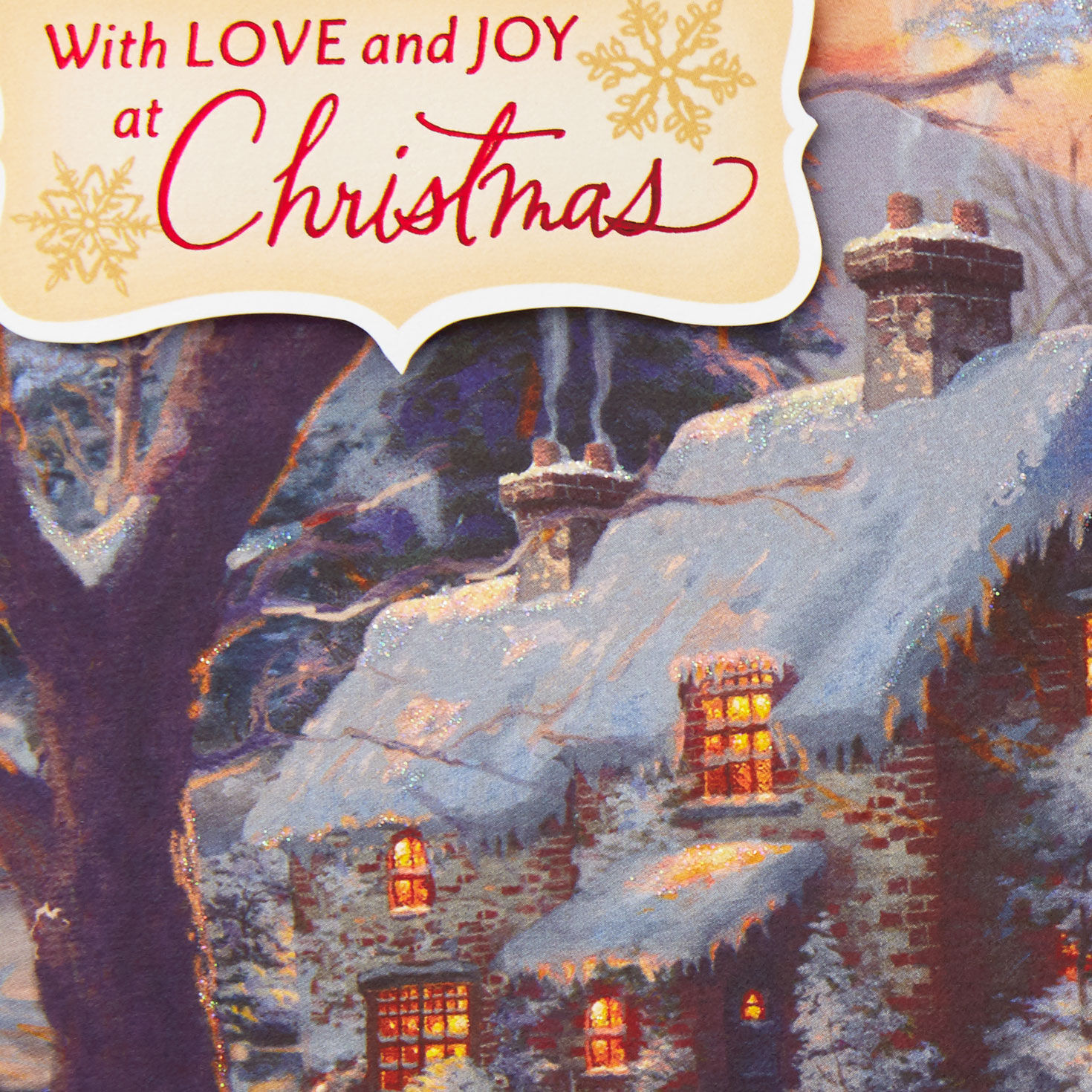 Thomas Kinkade Snowy Cabin Christmas Card Card Cover Detail image number 7