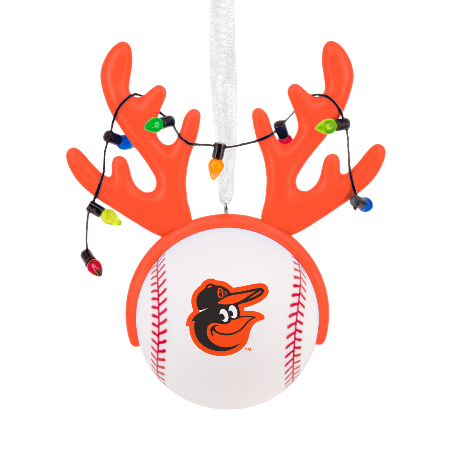 Orioles Reindeer Baseball Christmas Ornament Front image number 1