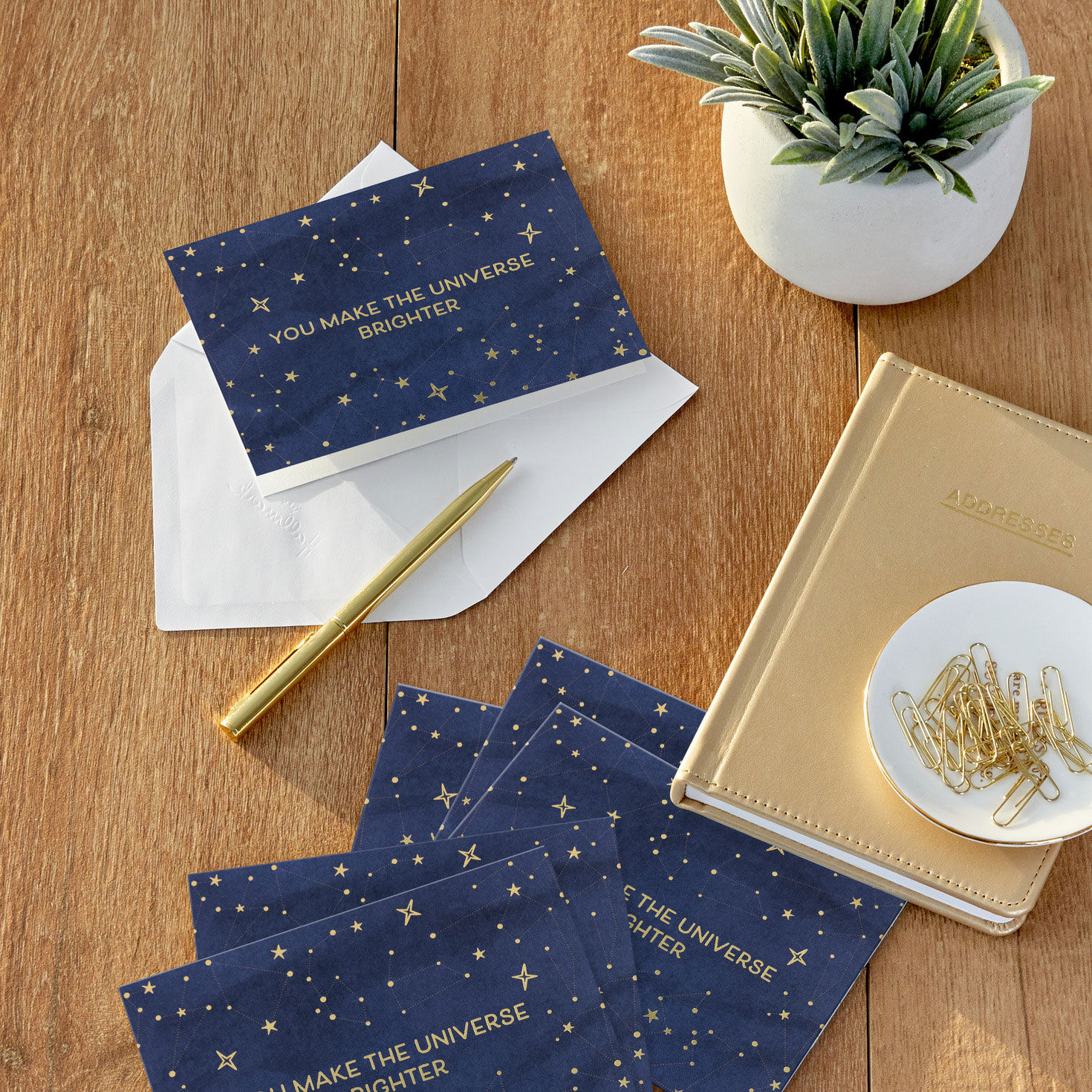 Stars on Navy Blue Blank Thank You Note Cards Pack  image number 6