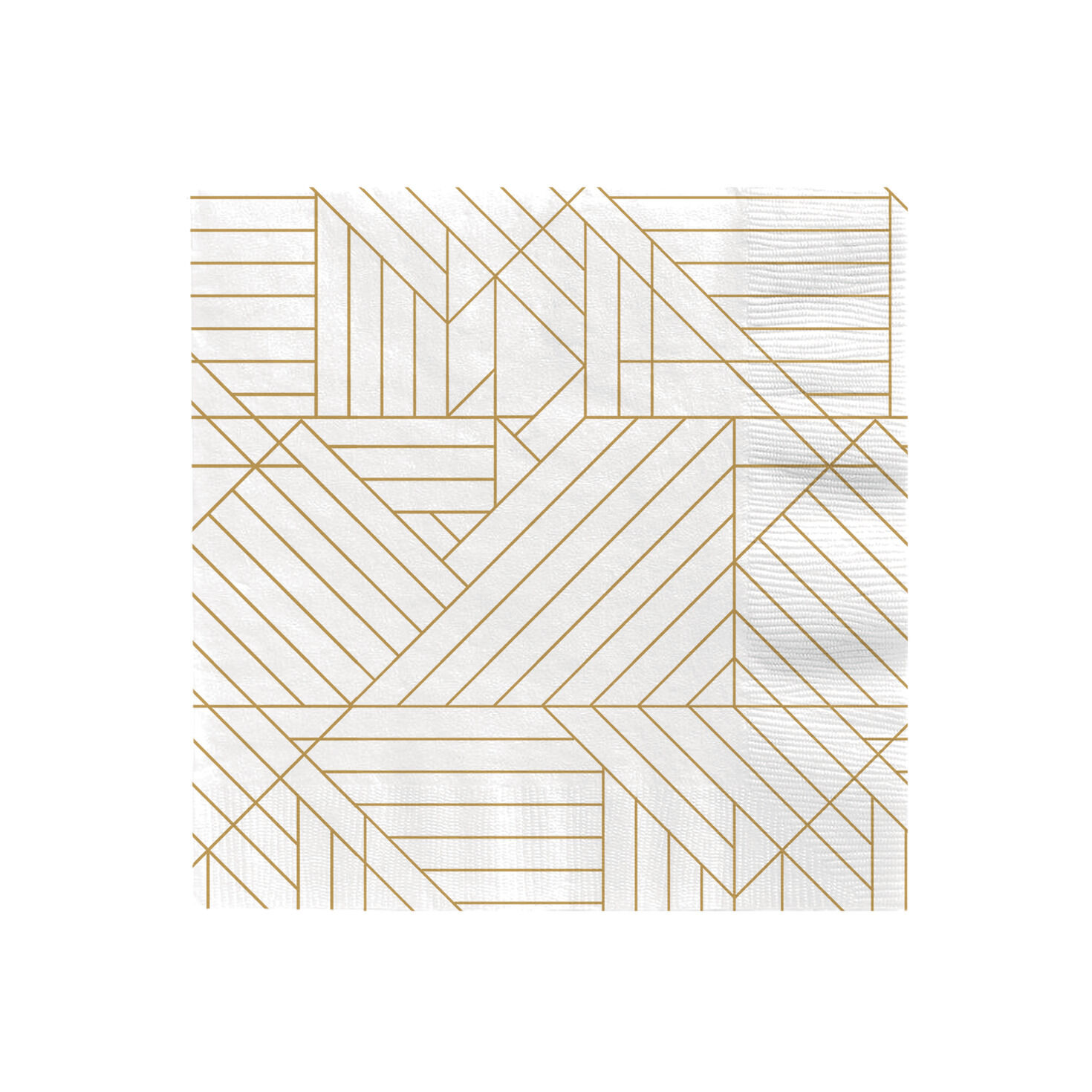 Gold Geometric on Ivory Dinner Napkins, Set of 16