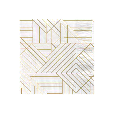 Gold Geometric on Ivory Dinner Napkins, Set of 16, , large