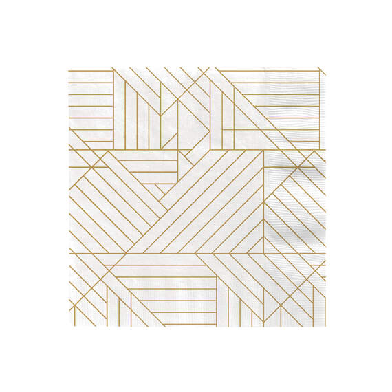 Gold Geometric on Ivory Dinner Napkins, Set of 16