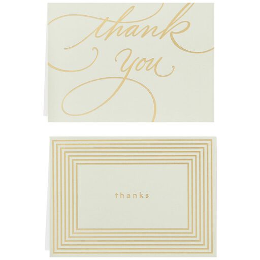 Gold Borders Thank You Notes, Box of 40, 