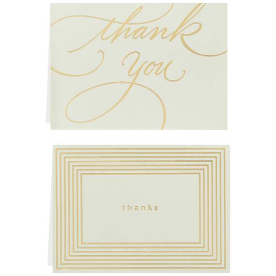 Gold Borders Thank You Notes, Box of 40